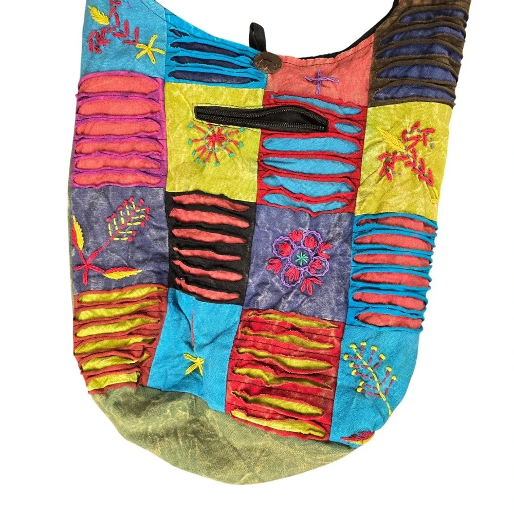 KPC Nepal Cotton Patchwork Crossbody Boho Sling Bag Embroidered‎ Hobo Hippie